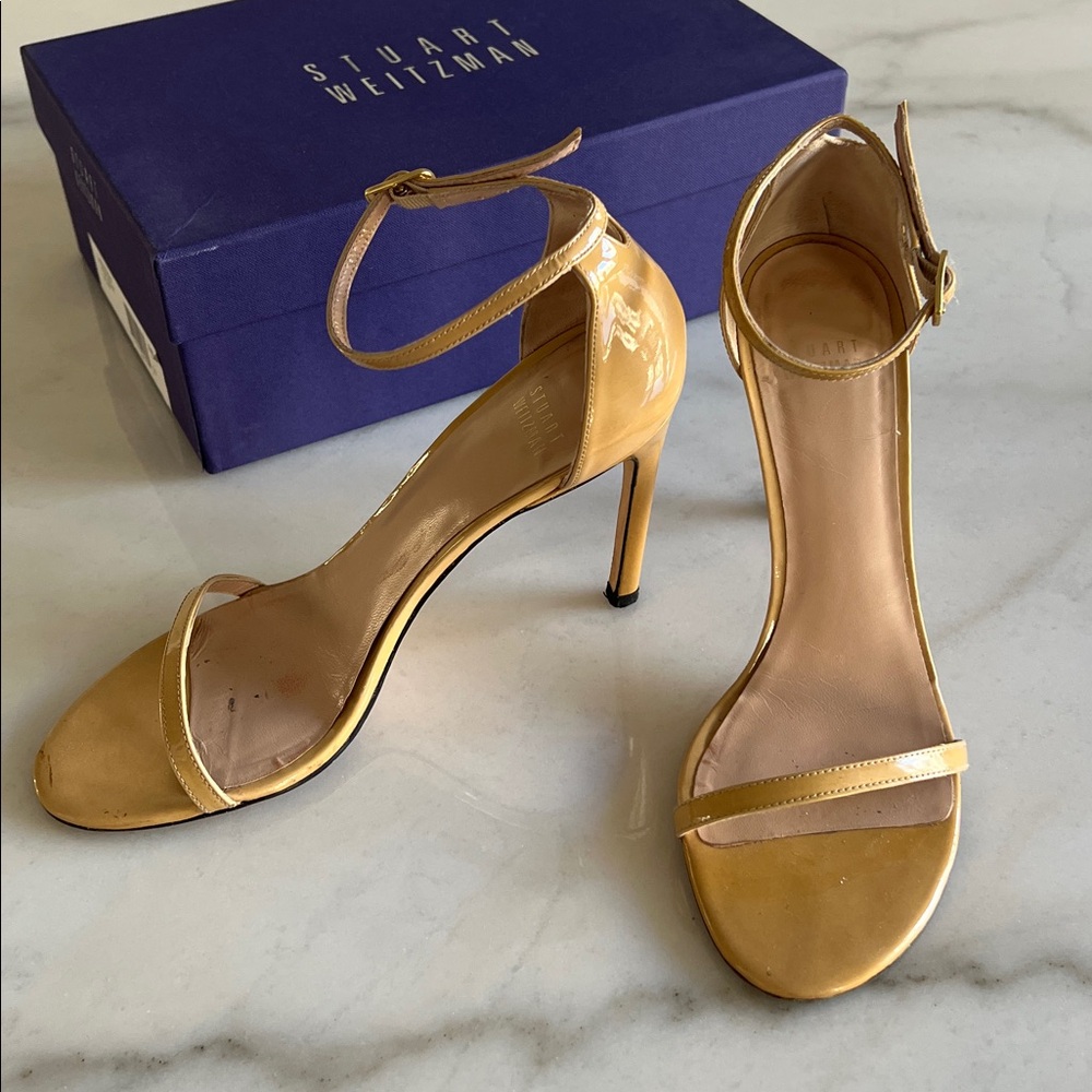 Stuart Weitzman Beige Tan Nudist Nude Sandals Shoes 8.5 with box
